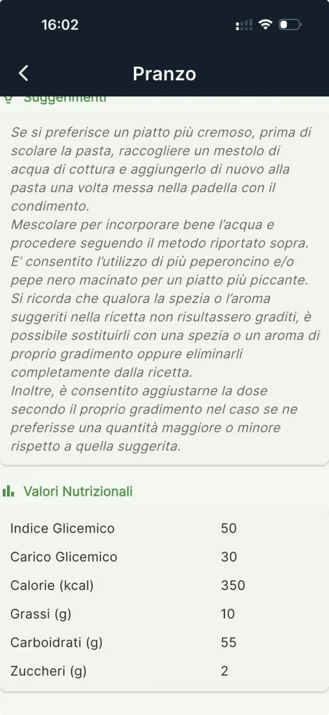 Informazioni nutrizionali disponibili nella scheda ricetta